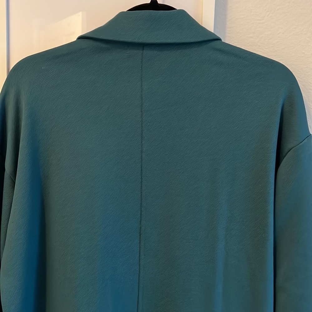 Leith from Nordstrom long polyester turquoise coat - Picture 6 of 7